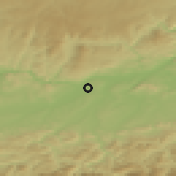 Shaded relief of the 50 km around Bergland, drawn from the GMTED2010 grid
