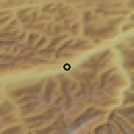 Shaded relief of the 51 km around Terfens, drawn from the GMTED2010 grid