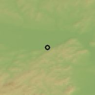 Shaded relief of the 50 km around Tulbing, drawn from the GMTED2010 grid