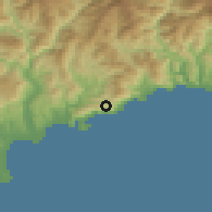 Shaded relief of the 52 km around La Condamine, drawn from the GMTED2010 grid