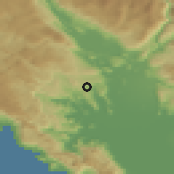 Shaded relief of the 52 km around Brežine, drawn from the GMTED2010 grid