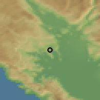 Shaded relief of the 52 km around Briđe, drawn from the GMTED2010 grid