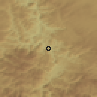 Shaded relief of the 52 km around Bubanje, drawn from the GMTED2010 grid