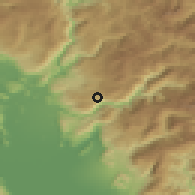 Shaded relief of the 52 km around Budza, drawn from the GMTED2010 grid