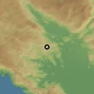 Shaded relief of the 52 km around Buronji, drawn from the GMTED2010 grid