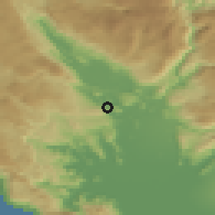 Shaded relief of the 52 km around Ćafa, drawn from the GMTED2010 grid