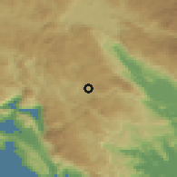 Shaded relief of the 52 km around Čevo, drawn from the GMTED2010 grid