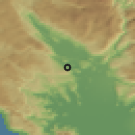 Shaded relief of the 52 km around Baloči, drawn from the GMTED2010 grid