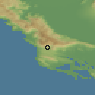 Shaded relief of the 53 km around Dabezići, drawn from the GMTED2010 grid