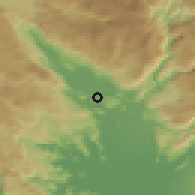 Shaded relief of the 52 km around Daljam, drawn from the GMTED2010 grid