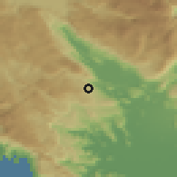 Shaded relief of the 52 km around Đeđezi, drawn from the GMTED2010 grid
