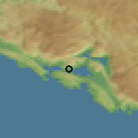 Shaded relief of the 52 km around Đenovići, drawn from the GMTED2010 grid