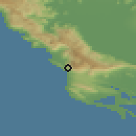 Shaded relief of the 53 km around Dobra Voda, drawn from the GMTED2010 grid