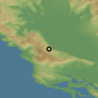 Shaded relief of the 53 km around Donja Briska, drawn from the GMTED2010 grid