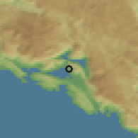 Shaded relief of the 52 km around Donja Lastva, drawn from the GMTED2010 grid