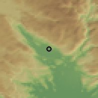 Shaded relief of the 52 km around Donje Selo, drawn from the GMTED2010 grid