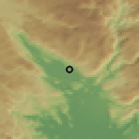 Shaded relief of the 52 km around Donji Martinići, drawn from the GMTED2010 grid