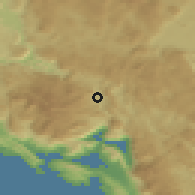 Shaded relief of the 52 km around Dragalj, drawn from the GMTED2010 grid