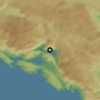Shaded relief of the 52 km around Dražin Vrt, drawn from the GMTED2010 grid