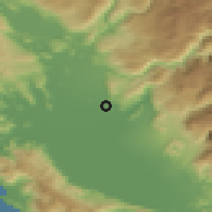Shaded relief of the 52 km around Drešaj, drawn from the GMTED2010 grid