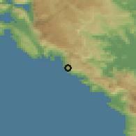 Shaded relief of the 53 km around Drobnići, drawn from the GMTED2010 grid