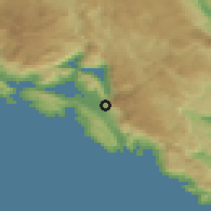 Shaded relief of the 52 km around Dub, drawn from the GMTED2010 grid