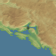 Shaded relief of the 52 km around Đurići, drawn from the GMTED2010 grid