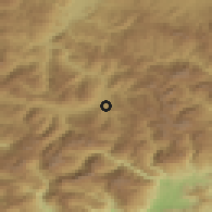 Shaded relief of the 52 km around Đurička Rijeka, drawn from the GMTED2010 grid