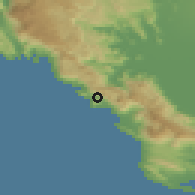 Shaded relief of the 53 km around Đurmani, drawn from the GMTED2010 grid