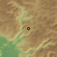 Shaded relief of the 52 km around Duške, drawn from the GMTED2010 grid