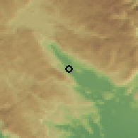 Shaded relief of the 52 km around Frutak, drawn from the GMTED2010 grid