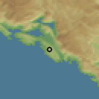Shaded relief of the 52 km around Glavatičići, drawn from the GMTED2010 grid