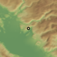 Shaded relief of the 52 km around Barlaj, drawn from the GMTED2010 grid