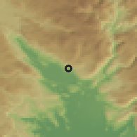 Shaded relief of the 52 km around Gornji Martinići, drawn from the GMTED2010 grid
