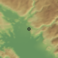 Shaded relief of the 52 km around Gornji Milješ, drawn from the GMTED2010 grid