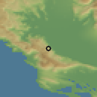 Shaded relief of the 53 km around Gornji Murići, drawn from the GMTED2010 grid