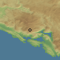 Shaded relief of the 52 km around Grab, drawn from the GMTED2010 grid