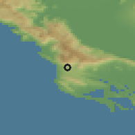 Shaded relief of the 53 km around Grdovići, drawn from the GMTED2010 grid