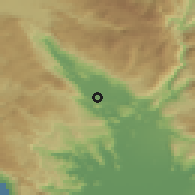 Shaded relief of the 52 km around Begovina, drawn from the GMTED2010 grid