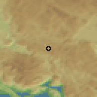 Shaded relief of the 52 km around Jabuke, drawn from the GMTED2010 grid