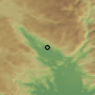 Shaded relief of the 52 km around Jelenak, drawn from the GMTED2010 grid