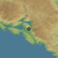 Shaded relief of the 52 km around Kavač, drawn from the GMTED2010 grid