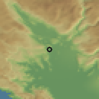 Shaded relief of the 52 km around Beri, drawn from the GMTED2010 grid