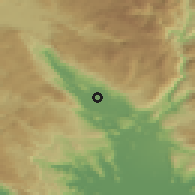 Shaded relief of the 52 km around Kopito, drawn from the GMTED2010 grid