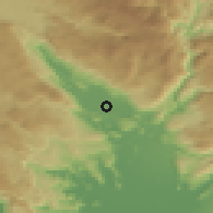 Shaded relief of the 52 km around Kosić, drawn from the GMTED2010 grid