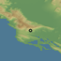Shaded relief of the 53 km around Kosići, drawn from the GMTED2010 grid