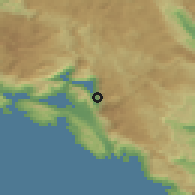 Shaded relief of the 52 km around Kotor, drawn from the GMTED2010 grid