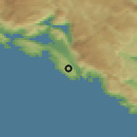 Shaded relief of the 52 km around Kovači, drawn from the GMTED2010 grid