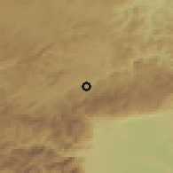 Shaded relief of the 52 km around Besnik, drawn from the GMTED2010 grid