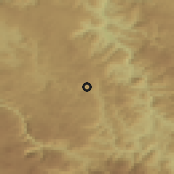 Shaded relief of the 52 km around Kovren, drawn from the GMTED2010 grid
